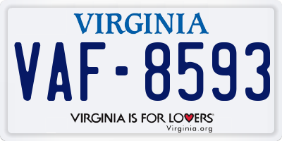 VA license plate VAF8593