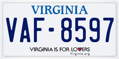 VA license plate VAF8597