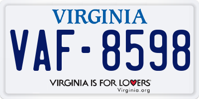 VA license plate VAF8598
