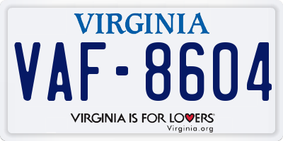 VA license plate VAF8604