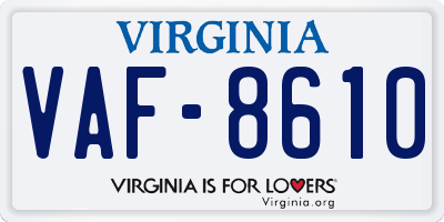 VA license plate VAF8610