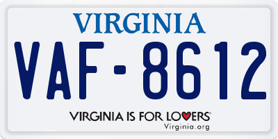 VA license plate VAF8612