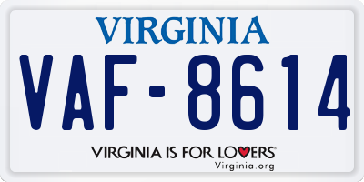VA license plate VAF8614