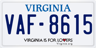 VA license plate VAF8615