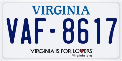 VA license plate VAF8617