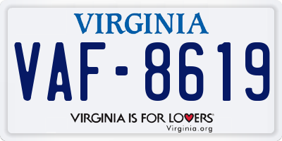 VA license plate VAF8619