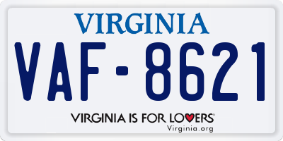 VA license plate VAF8621