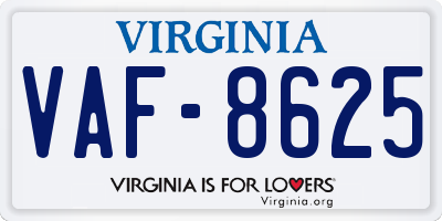 VA license plate VAF8625
