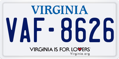 VA license plate VAF8626