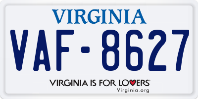 VA license plate VAF8627