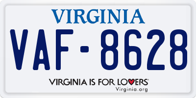 VA license plate VAF8628