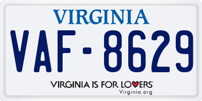 VA license plate VAF8629