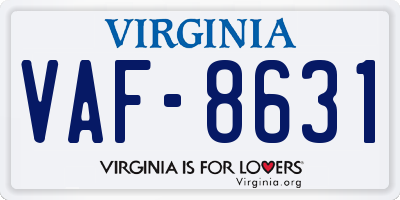 VA license plate VAF8631