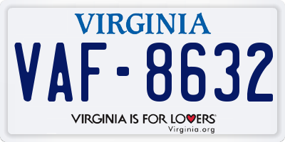 VA license plate VAF8632