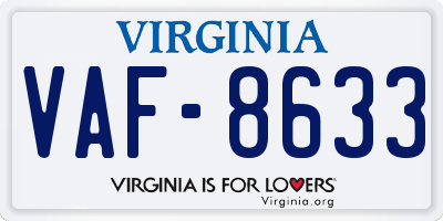 VA license plate VAF8633