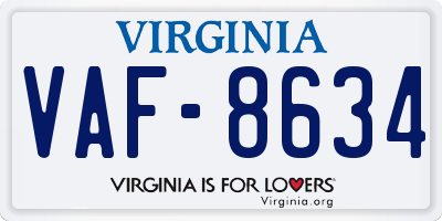 VA license plate VAF8634