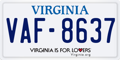VA license plate VAF8637