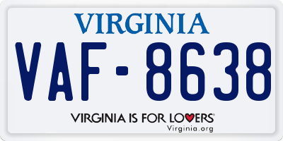 VA license plate VAF8638