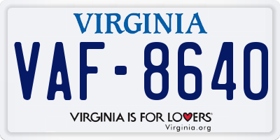 VA license plate VAF8640
