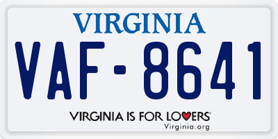VA license plate VAF8641
