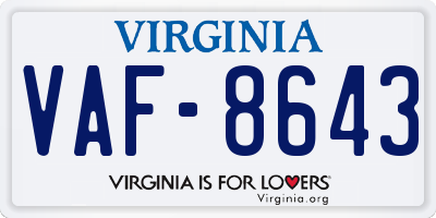 VA license plate VAF8643