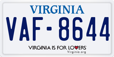 VA license plate VAF8644