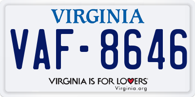 VA license plate VAF8646