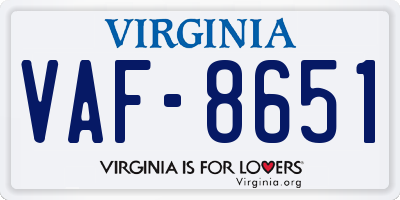 VA license plate VAF8651