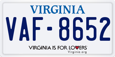 VA license plate VAF8652