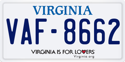 VA license plate VAF8662