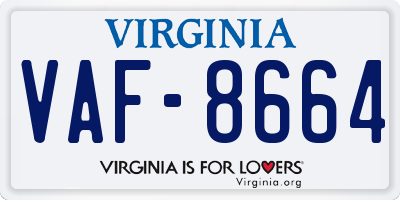 VA license plate VAF8664