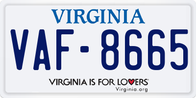 VA license plate VAF8665