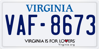 VA license plate VAF8673