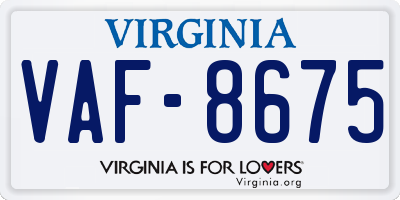VA license plate VAF8675