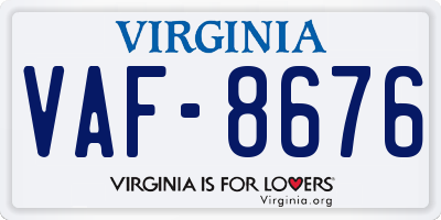 VA license plate VAF8676