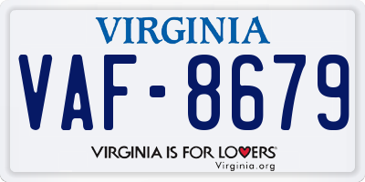 VA license plate VAF8679