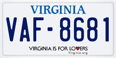 VA license plate VAF8681