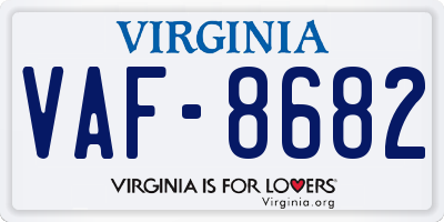 VA license plate VAF8682