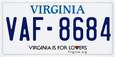 VA license plate VAF8684