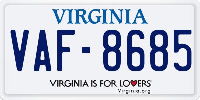 VA license plate VAF8685