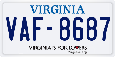 VA license plate VAF8687