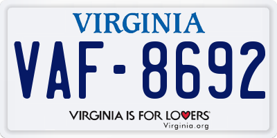 VA license plate VAF8692