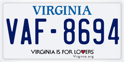 VA license plate VAF8694