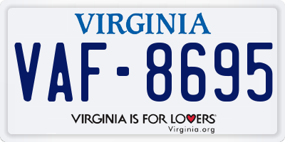VA license plate VAF8695