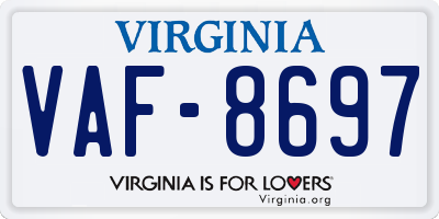 VA license plate VAF8697