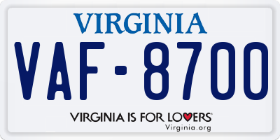 VA license plate VAF8700