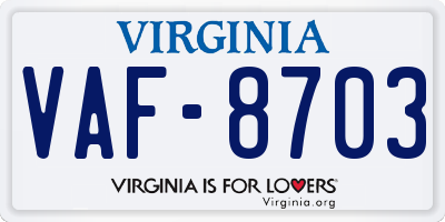 VA license plate VAF8703