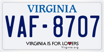 VA license plate VAF8707