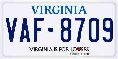 VA license plate VAF8709