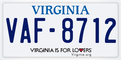 VA license plate VAF8712